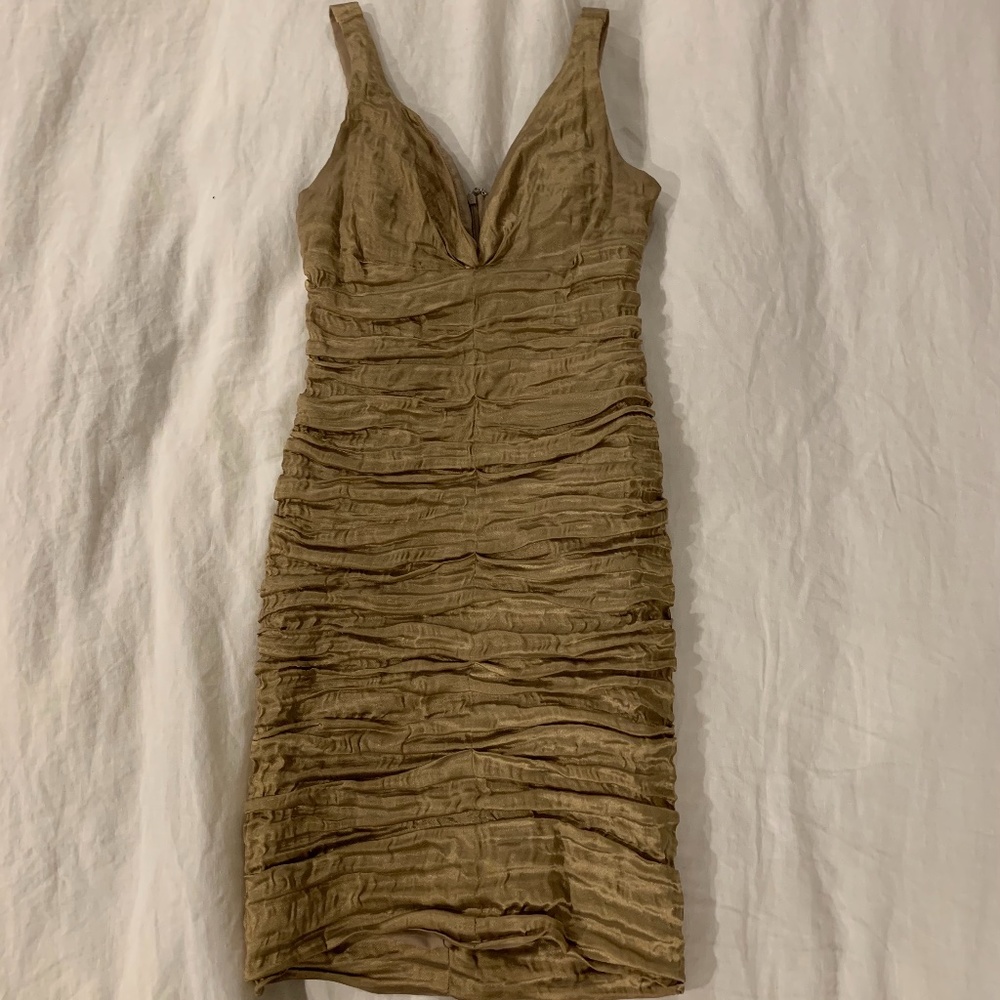 Nicole Miller Gold Metallic Short Cocktail Dress